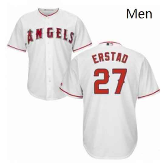 Mens Majestic Los Angeles Angels of Anaheim 27 Darin Erstad Replica White Home Cool Base MLB Jersey